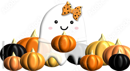 pumpkin and Ghost for website, email, greeting card, presentation, postcard, book, t-shirt, sweatshirt, sticker, book, gift wrap, printables, banner, sublimation


