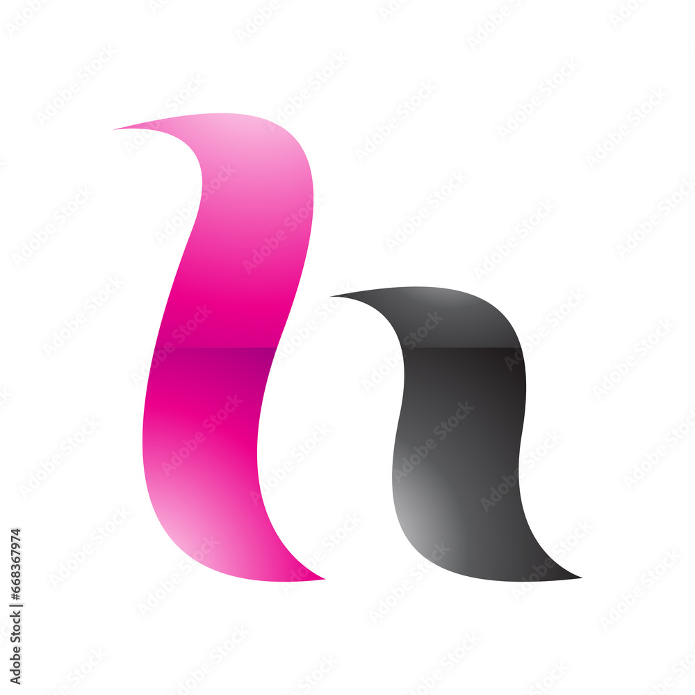 Magenta and Black Glossy Calligraphic Letter H Icon Magenta and Black Glossy Calligraphic Letter H Icon