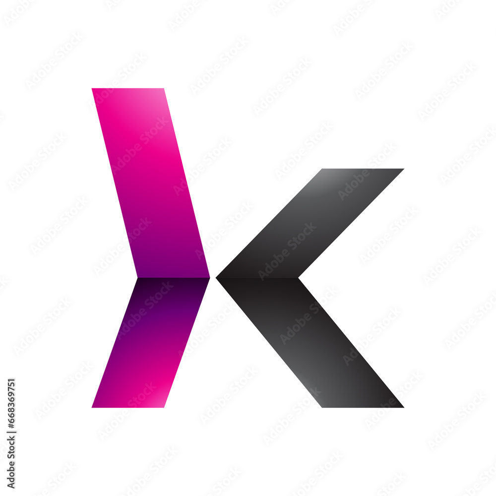 Magenta and Black Glossy Lowercase Arrow Shaped Letter K Icon Magenta and Black Glossy Lowercase Arrow Shaped Letter K Icon