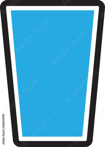 Water glass icon in blue color. Milk or juice Cup symbol. Water glass vector sign. Tall glass full of water in trendy fill style isolated on transparent background. Drink vector for web or mobile.