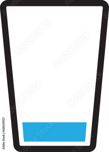 Water glass icon in blue color. Milk or juice Cup symbol. Water glass vector sign. Tall glass little quality of water in trendy fill style isolated on transparent background. Drink vector for web or m