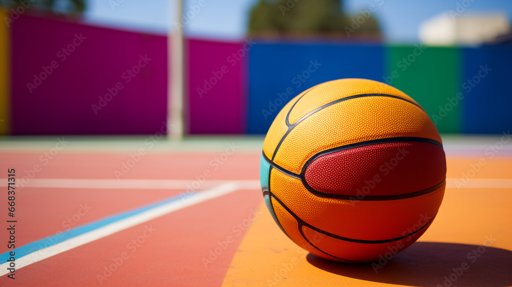A vivid basketball is seen up close as it lies on the sunlit sports field, vividly capturing the essence of a bright day.
A vivid basketball is seen up close as it lies on the sunlit sports field, vividly capturing the essence of a bright day.