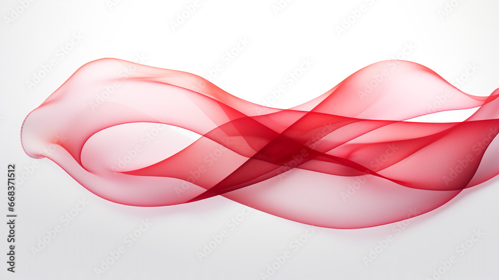 Naklejka premium Delicate translucent red ribbon on a white background.