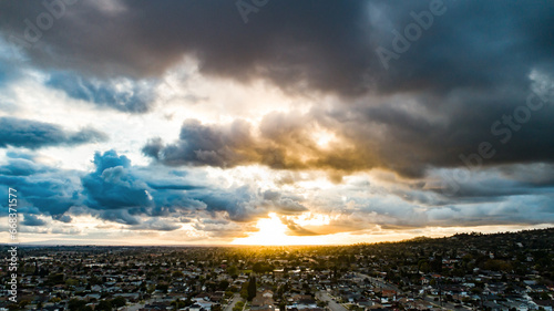 aerial of sky and sunset