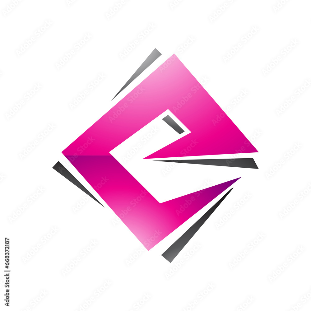 Magenta and Black Glossy Square Diamond Letter E Icon Magenta and Black Glossy Square Diamond Letter E Icon