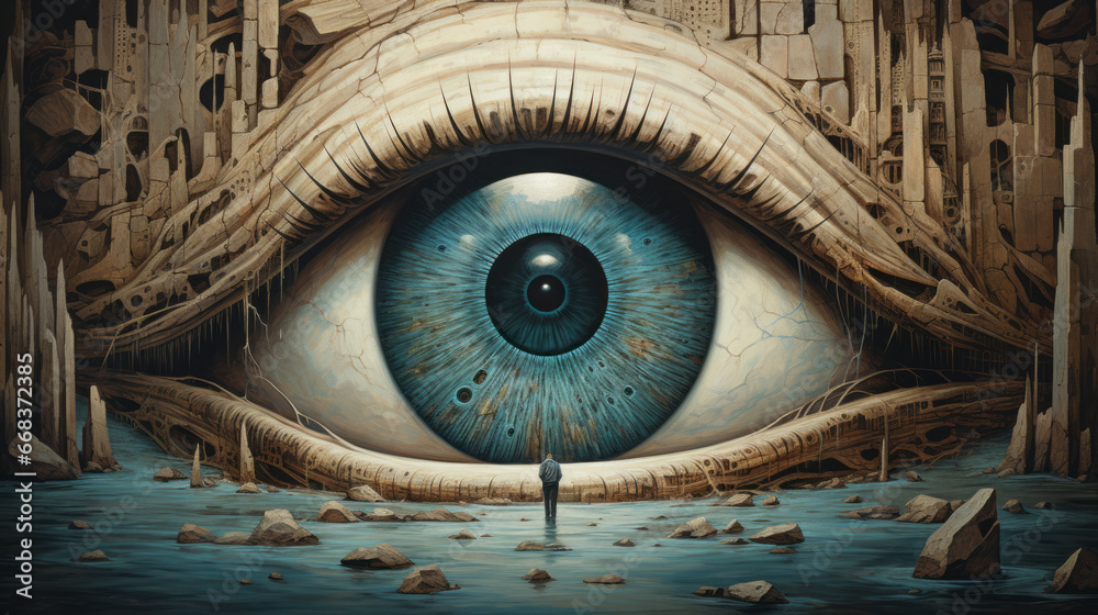 The All-Seeing Eye Shaping the World. A captivating photo showcasing the Masonic symbol of the Providence Eye - obrazy, fototapety, plakaty 