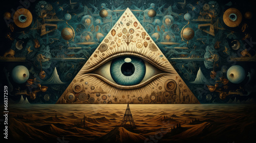 The All-Seeing Eye Shaping the World. A captivating photo showcasing the Masonic symbol of the Providence Eye photo