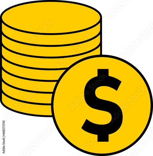 US Dollar Currency Coin Money Round Circle Symbol Icon. Vector Image.