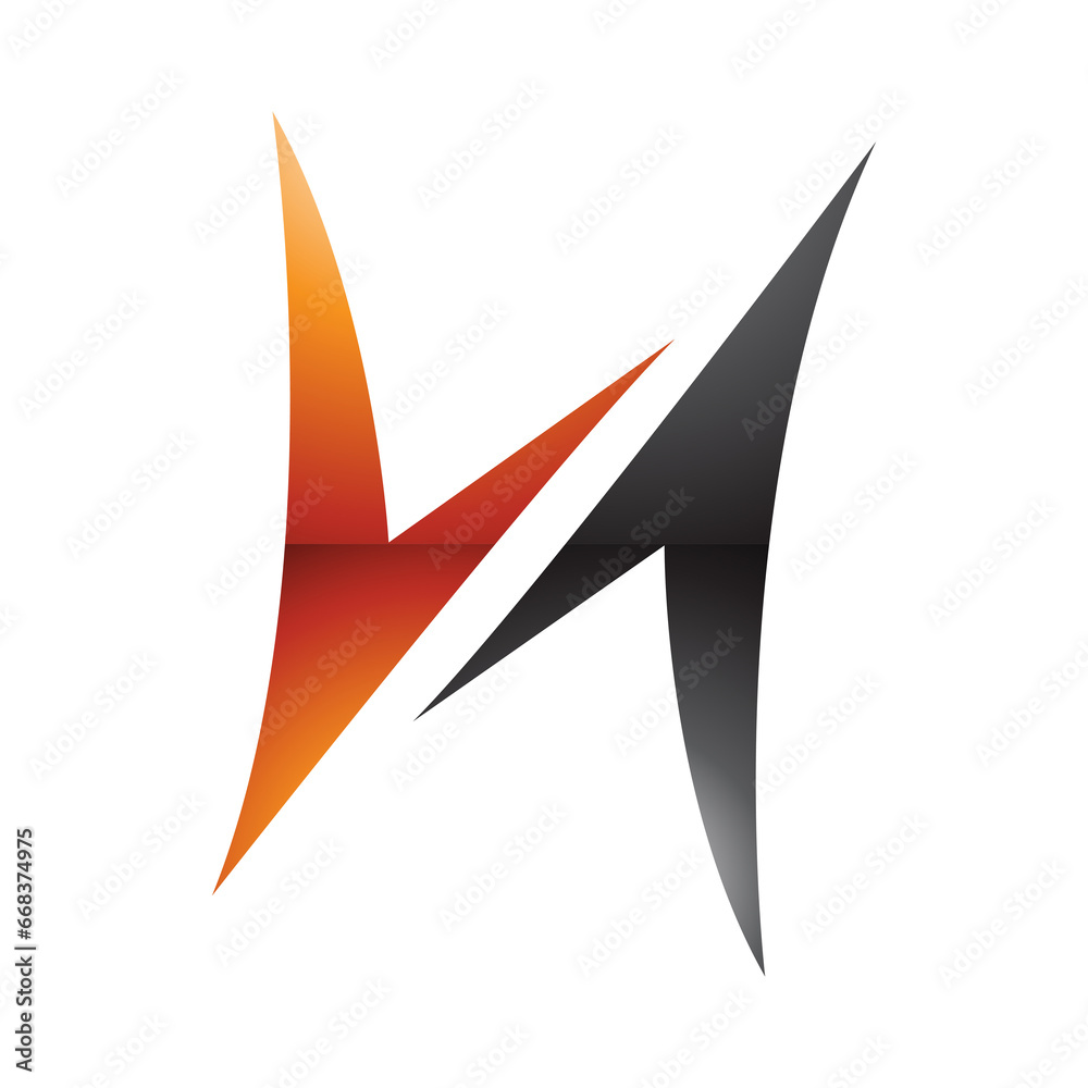 Orange and Black Glossy Arrow Shaped Letter H Icon Orange and Black Glossy Arrow Shaped Letter H Icon
