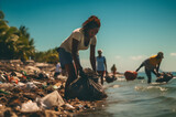 Volunteers dismantle huge deposits of dirt, unrecycled plastic waste on the seashore