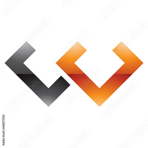Free Download Orange and Black Glossy Cornered Shaped Letter W Icon - GFXLoad