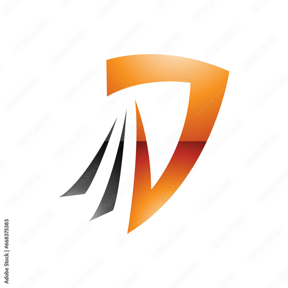 Orange and Black Glossy Letter D Icon with Tails Orange and Black Glossy Letter D Icon with Tails