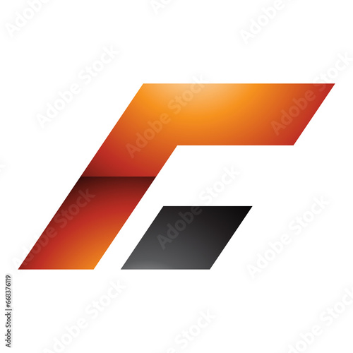 Orange and Black Glossy Rectangular Italic Letter C Icon