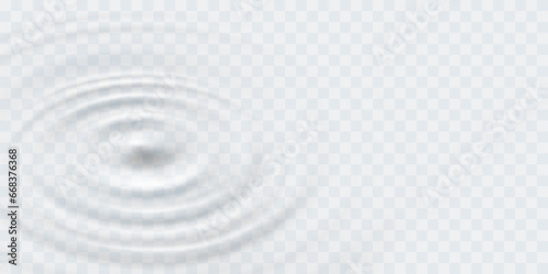 Ripple, splash water waves surface from drop isolated on transparent background. White sound impact effect top view. Vector circle liquid shampoo, cream or gel swirl round texture template