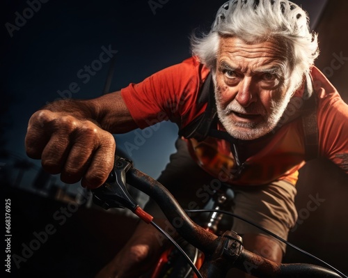 Hispanic Male Elderly Bike Acrobatics Freestyle Concept Generative AI © Johnathan