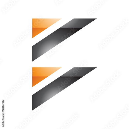 Free Download Orange and Black Glossy Triangular Flag Shaped Letter B Icon - GFXLoad