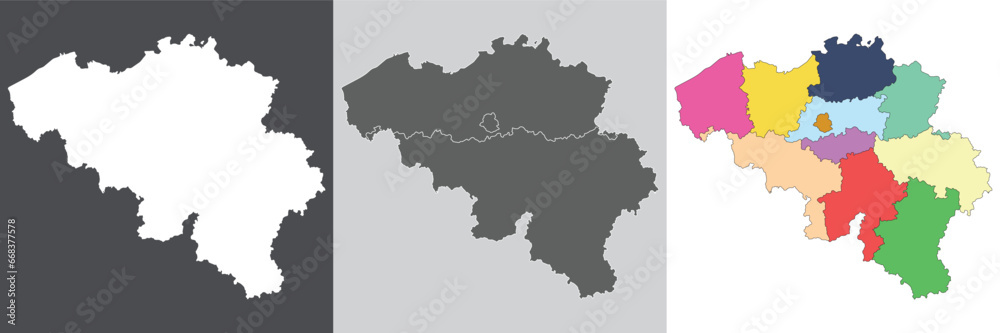 Belgium map. Map of Belgium set