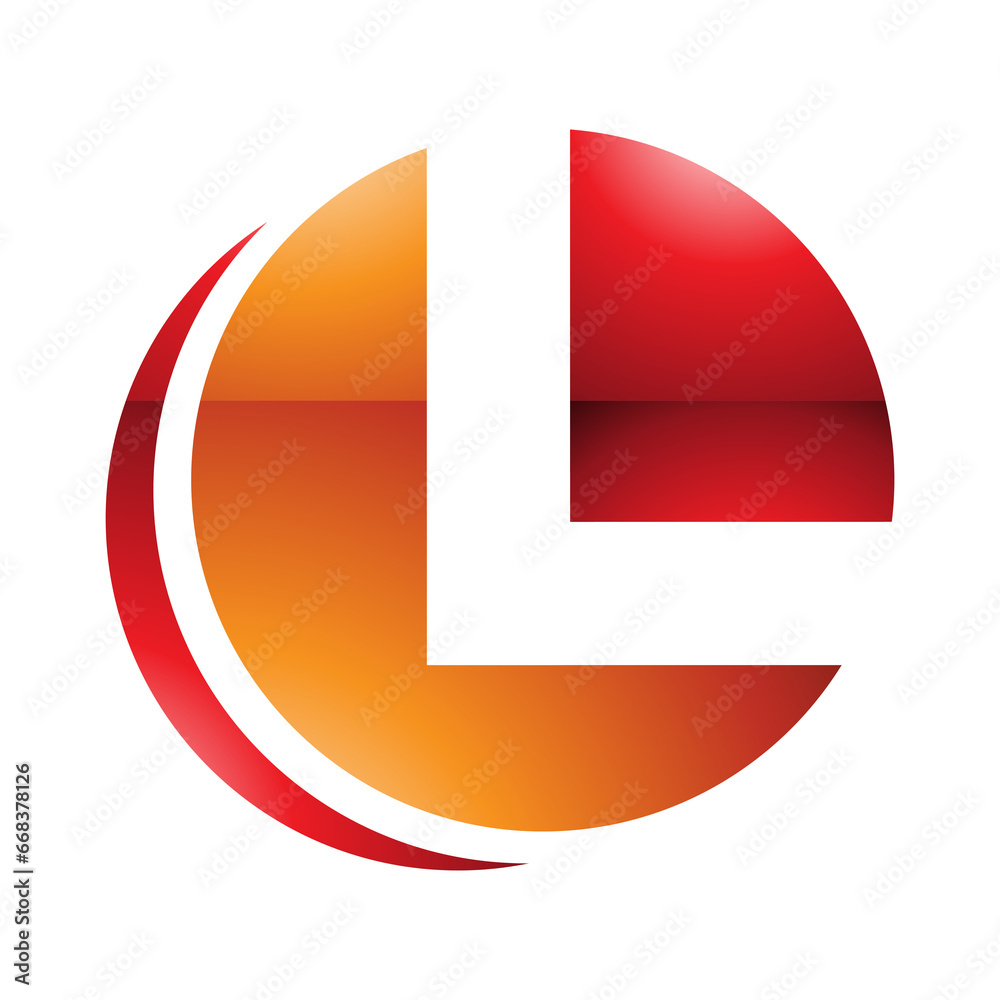 Orange and Red Glossy Circle Shaped Letter L Icon Orange and Red Glossy Circle Shaped Letter L Icon