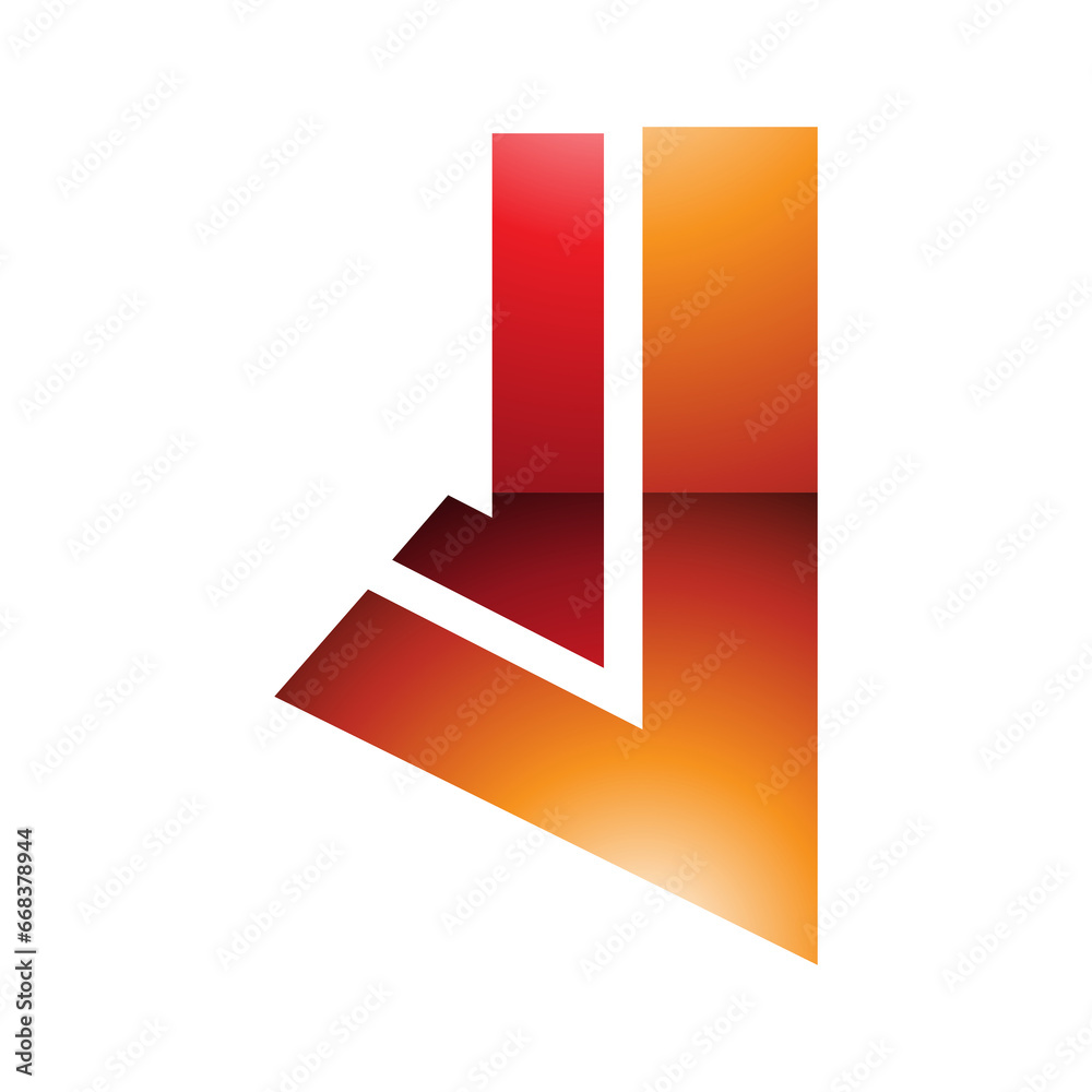 Orange and Red Glossy Letter J Icon with Straight Lines Orange and Red Glossy Letter J Icon with Straight Lines