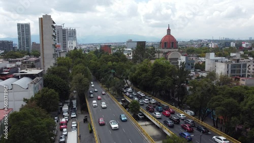 traffic in the city of mexico city aerial view at mexico