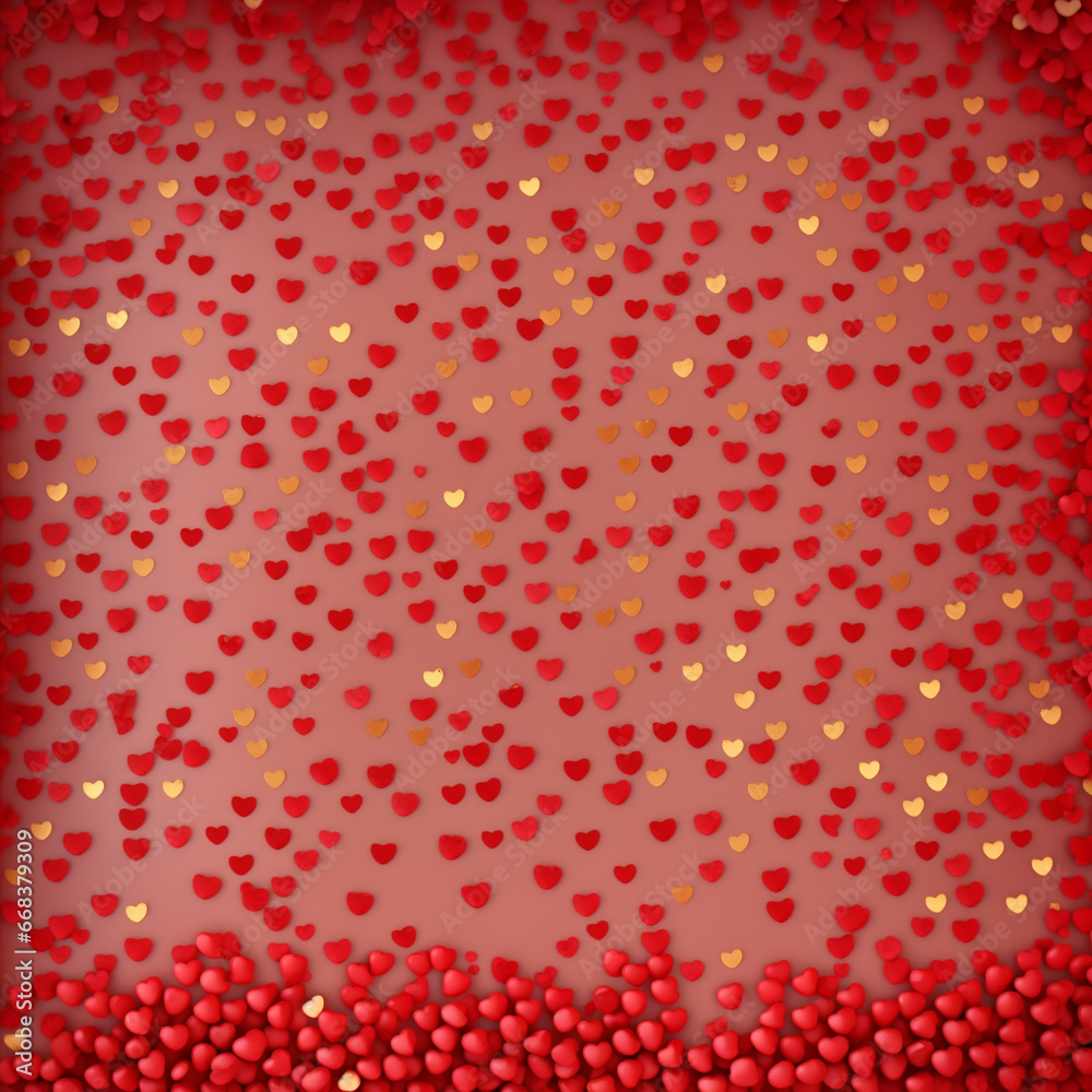 Red and gold hearts. Generative AI