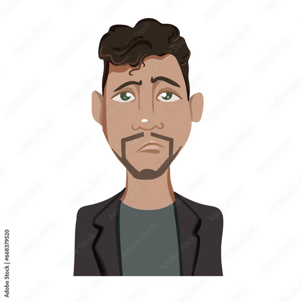 Portrait of a guy with curly hair, doubt emoji Portrait of a guy with curly hair, doubt emoji