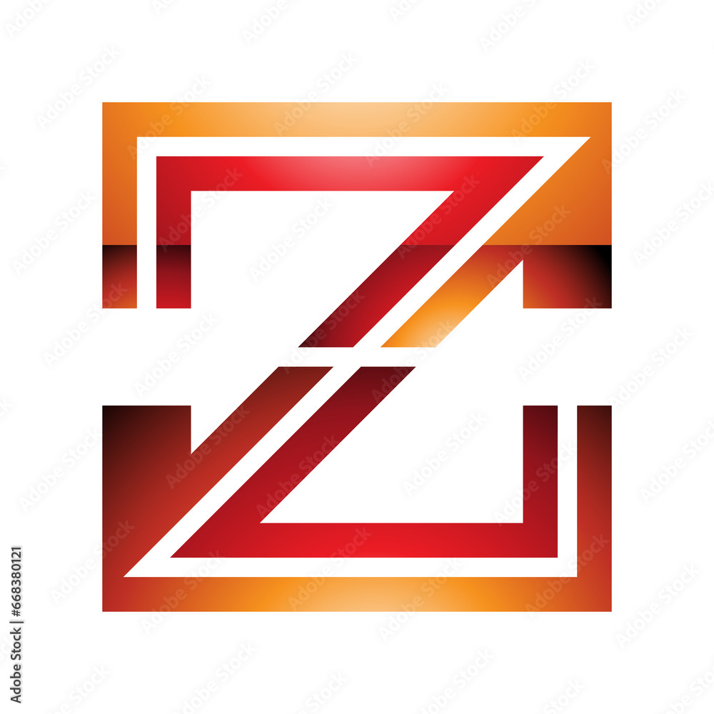 Orange and Red Glossy Striped Shaped Letter Z Icon Orange and Red Glossy Striped Shaped Letter Z Icon