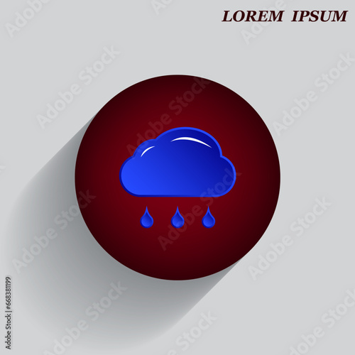 Beautiful weather icon - cloud, sun, snow, rain. Meteo icon, weather on a beautiful background with shadow.