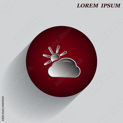 Beautiful weather icon - cloud, sun, snow, rain. Meteo icon, weather on a beautiful background with shadow.