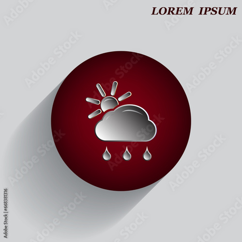 Beautiful weather icon - cloud, sun, snow, rain. Meteo icon, weather on a beautiful background with shadow.