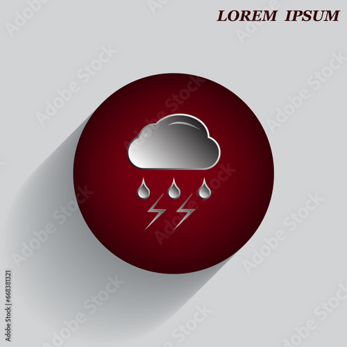 Beautiful weather icon - cloud, sun, snow, rain. Meteo icon, weather on a beautiful background with shadow.