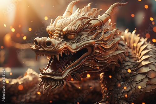 A dragon costume prepared for the Chinese New Year parade. Ai generative