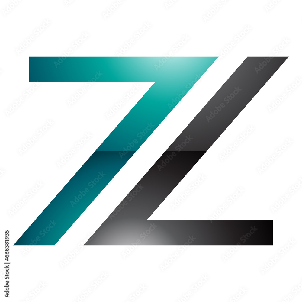 Persian Green and Black Glossy Number 7 Shaped Letter Z Icon Persian Green and Black Glossy Number 7 Shaped Letter Z Icon