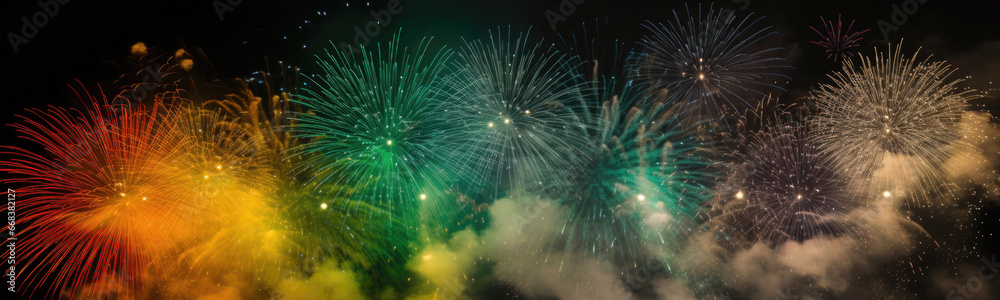 Fototapeta premium Colorful Firework - Happy New Year Background with copy space