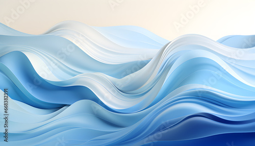 Abstract winter background with flowing blue and white wavy lines, perfect for New Year celebration. Ideal for text and design, resembling frozen ocean waves.