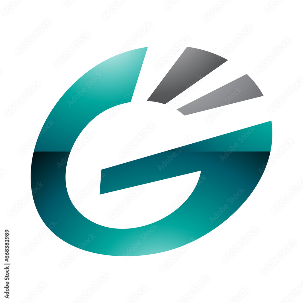 Persian Green and Black Glossy Striped Oval Letter G Icon Persian Green and Black Glossy Striped Oval Letter G Icon