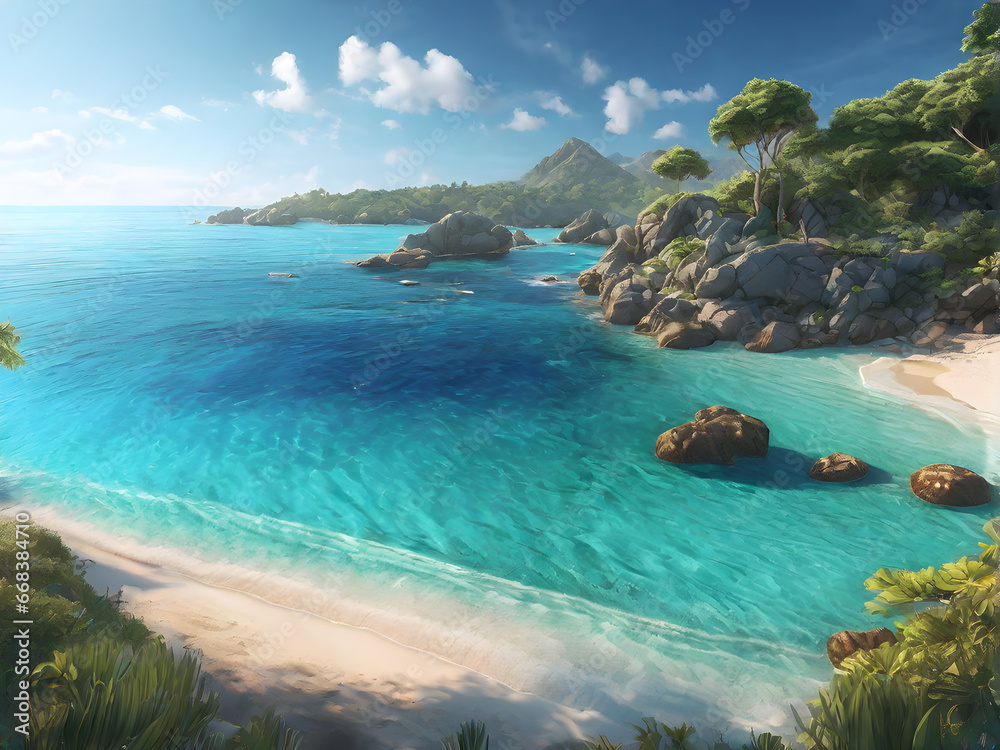 Remote and Uncharted Beach Paradise: A Secluded Haven for Solitude Seekers. generative AI