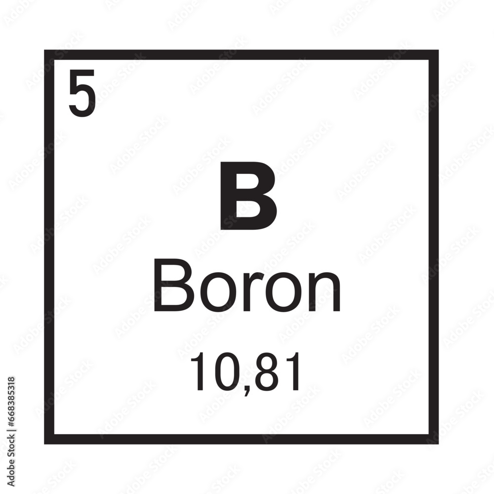 Boron Chemical Element symbol Vector Image Illustration Isolated on White Background Boron Chemical Element symbol Vector Image Illustration Isolated on White Background