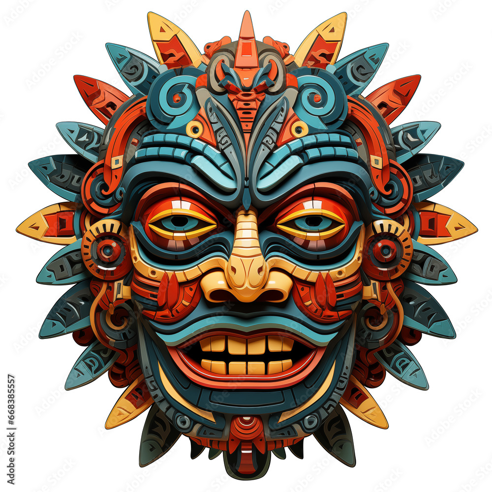 Mask of a Bermuda Gombey. Tribal mask with ethnic ornaments.