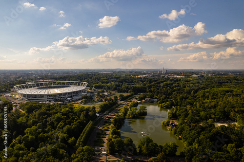 Katowice - Chorzów Poland - Silesian stadium - pitch near a huge park