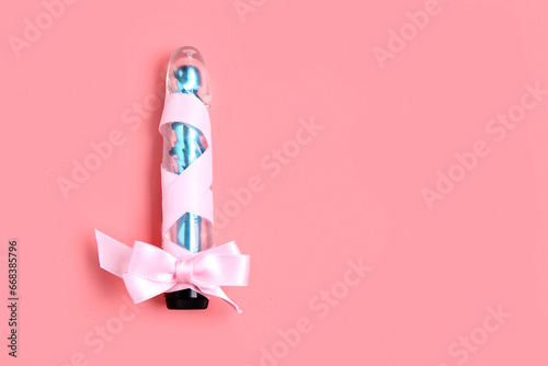 Pink ribbon wrapped clear t...
