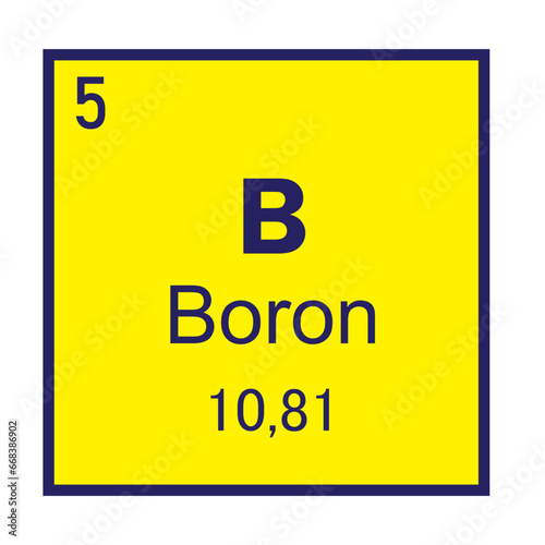 Boron Chemical Element symbol Vector Image Illustration Isolated on White Background