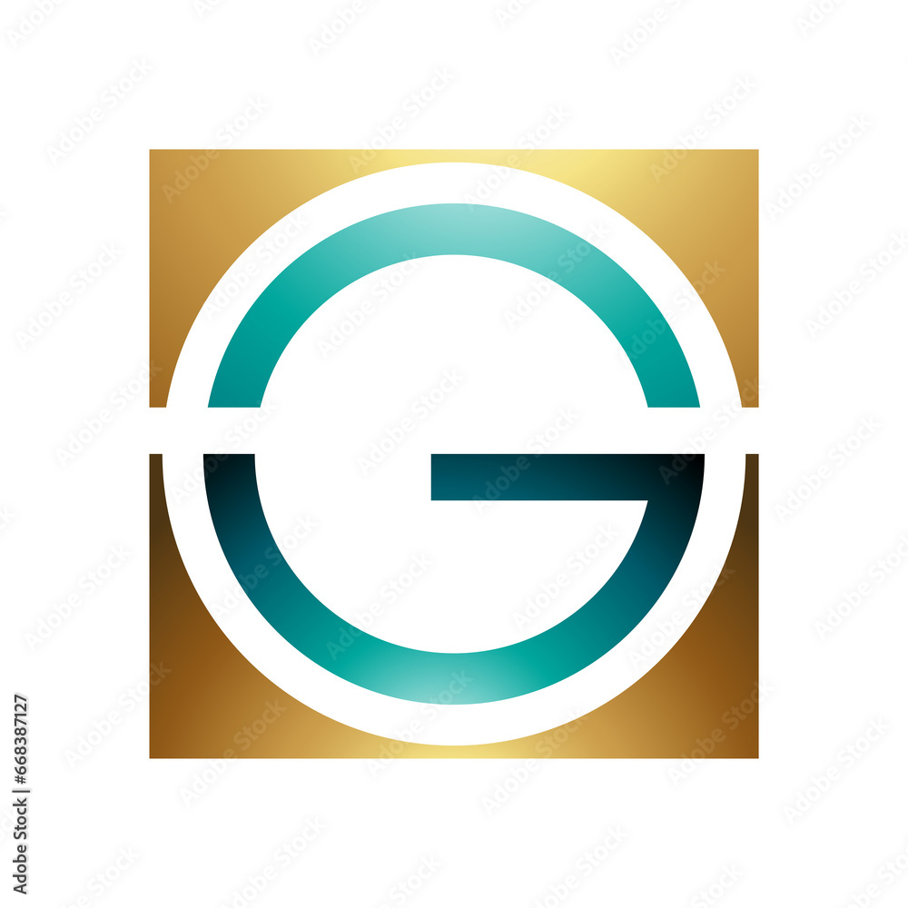 Persian Green and Golden Glossy Round and Square Letter G Icon Persian Green and Golden Glossy Round and Square Letter G Icon