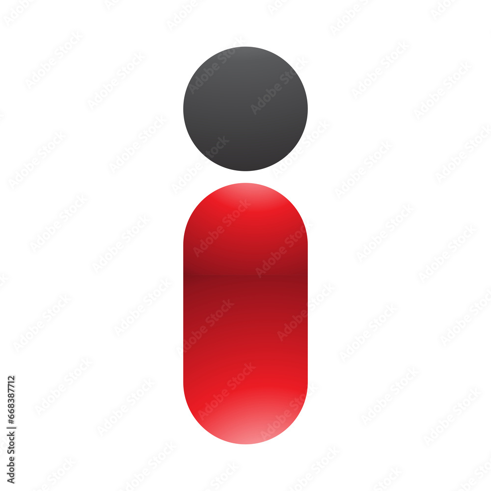 Red and Black Glossy Abstract Round Person Shaped Letter I Icon Red and Black Glossy Abstract Round Person Shaped Letter I Icon