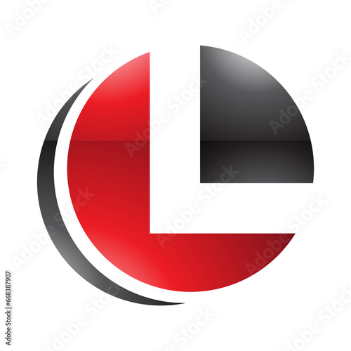 Free Download Red and Black Glossy Circle Shaped Letter L Icon - GFXLoad