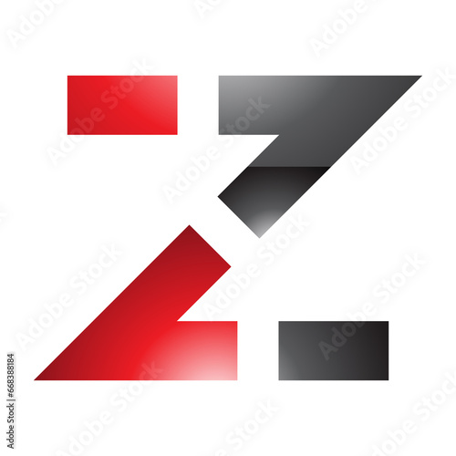 Red and Black Glossy Dotted Line Shaped Letter Z Icon