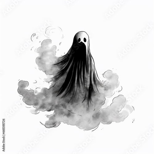 Hand-Drawn Halloween Ghost on a Background photo