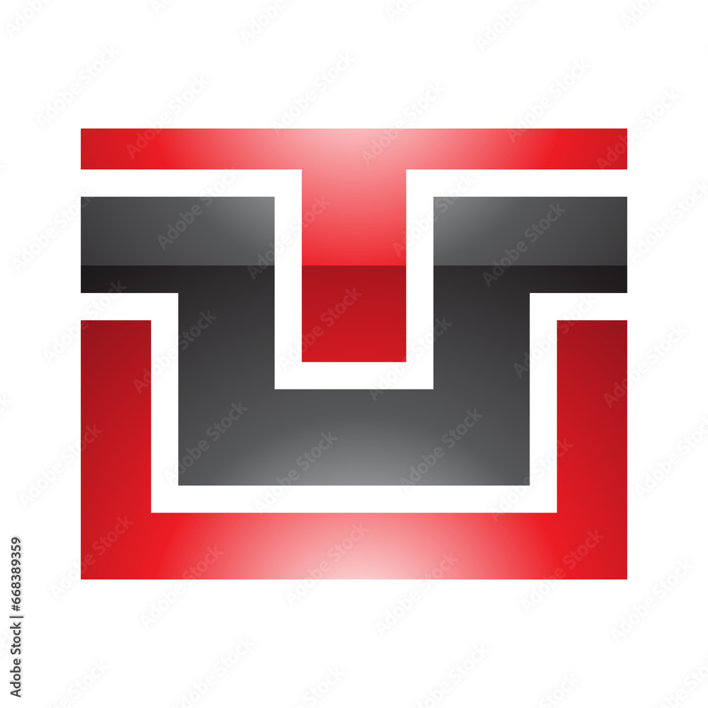 Red and Black Glossy Rectangle Shaped Letter U Icon Red and Black Glossy Rectangle Shaped Letter U Icon