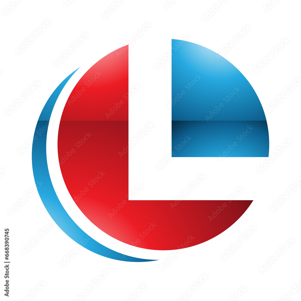 Red and Blue Glossy Circle Shaped Letter L Icon Red and Blue Glossy Circle Shaped Letter L Icon