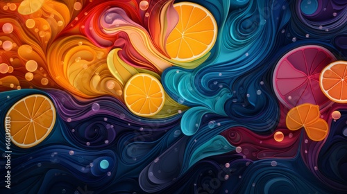 abstract background with splashes and oranges ai generated